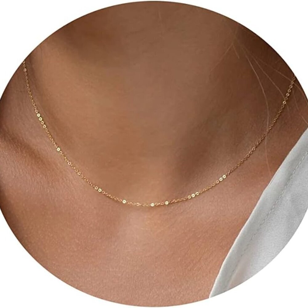 Women 18K Gold Plated Coin Choker Necklace Beaded Twisted Chain Gift